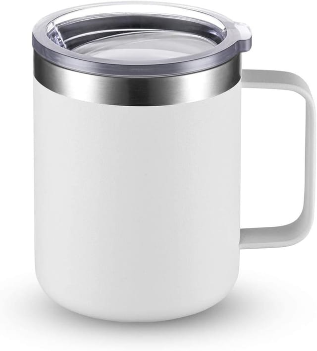Tasse À Café En Acier Inoxydable Avec Couvercle Et Anse Double Paroi Isolante Pour Voyage Et Quotidien Réutilisable