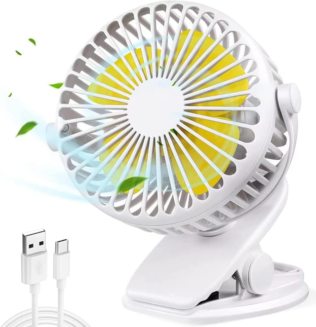 Ventilateur Usb, Mini Ventilateur De Table Avec Batterie Rechargeable, 3 Vitesses, Refroidissement Réglable À 360°, Petit Ventilateur À Pince