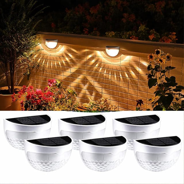 Lot De 6 Lampes Solaires Pour Clôture, Terrasse, Balcon, Escalier, Poteau, Mur. Éclairage Extérieur Étanche À Énergie Solaire.