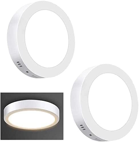 Lot De 2 Panneaux Led De 17 Cm (6,69 Pouces) À Montage En Surface Pour Plafonnier - 12 W (équivalent 100 W) - Lumière Chaude Douce - Plafonnier Encastré Plat