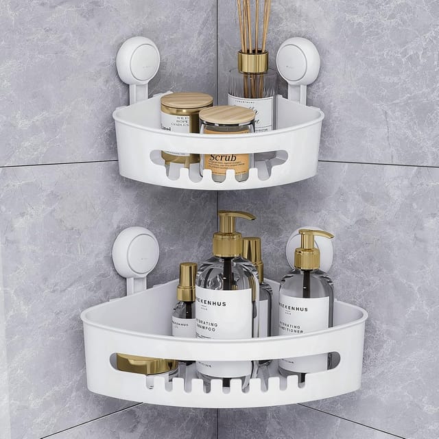 Lot De 2 Paniers De Douche À Ventouse Sans Perçage, Support Pour Shampoing Et Produits De Salle De Bain, Rangement Pratique