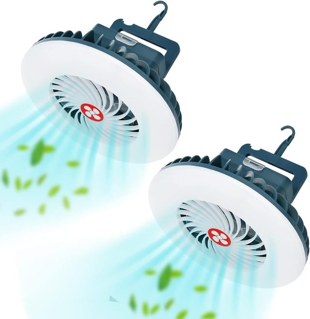 Ventilateur Lampe Camping Usb 3 En 1 (lot 2) - 54 Led, Aimant, Crochet, Pour Pêche Et Urgences