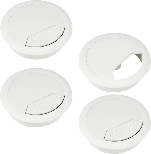 Lot De Quatre Passe Câbles Pour Bureau Blancs En Plastique Pour Table Et Ordinateur Gestionnaire De Fils Pour Maison Et Bureau Rangement