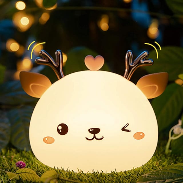 Veilleuse Led En Forme De Cerf - 7 Couleurs De Lumière - Silicone Doux Au Toucher - Pour Chambre D'Enfant Et De Bébé