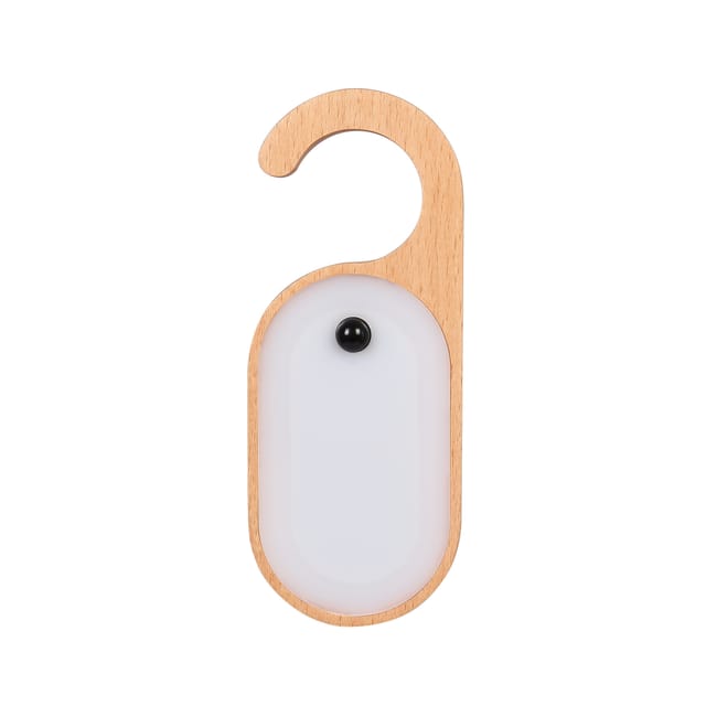Lampe De Message En Bois Avec Détecteur De Mouvement, Veilleuse Rechargeable, Intégrée À Une Poignée De Porte Et À Un Crochet.