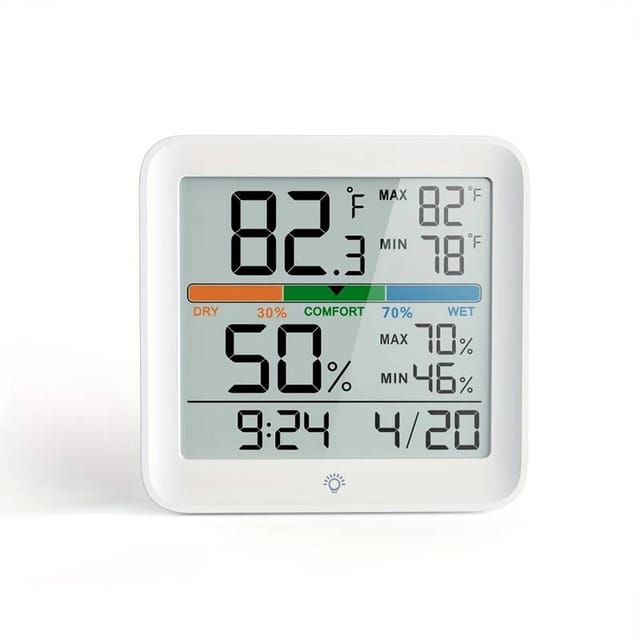 Capteur Intelligent De Température Et D'Humidité Avec Horloge Rétroéclairée, Affichage Couleur Du Capteur D'Humidité, Pour La Maison Ou Le Bureau