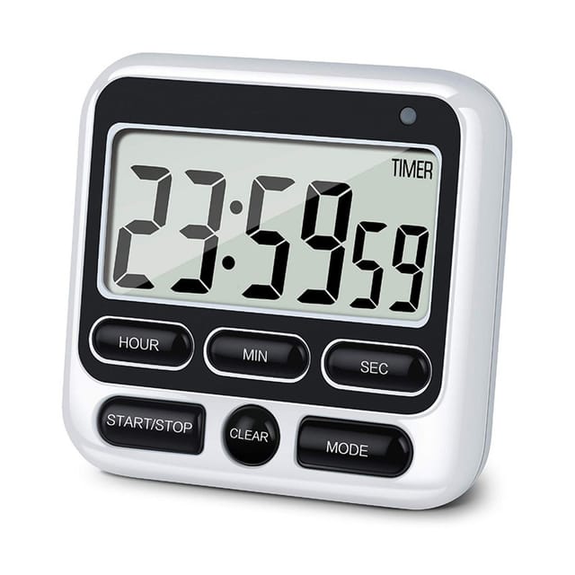 Minuteur De Cuisine Numérique, Horloge 24 Heures Et Fonction Alarme Avec Mode Silencieux Ou Alarme, Interrupteur Manuel