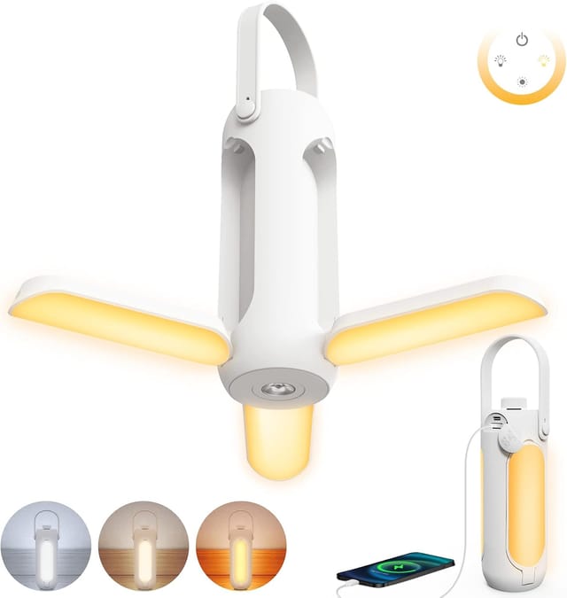 Lampe De Camping 10000mah Rechargeable, Lumière Sans Fil Dimmable, Équipement D’urgence Pour Intérieur Et Extérieur