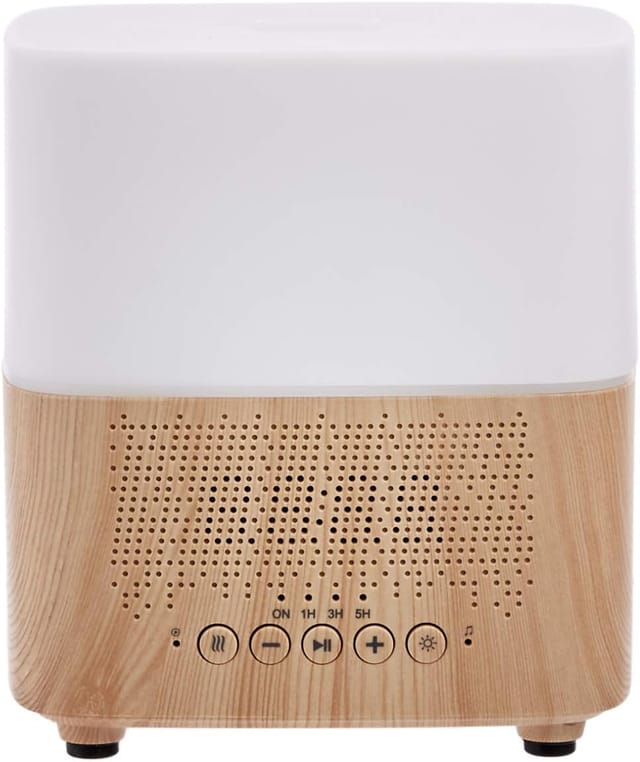 Spray D'Aromathérapie Ultrasonique Aux Huiles Essentielles, Inspiré Des Motifs Classiques Du Bois, Équipé D'Un Haut-parleur Bluetooth Et D'Un Réveil.
