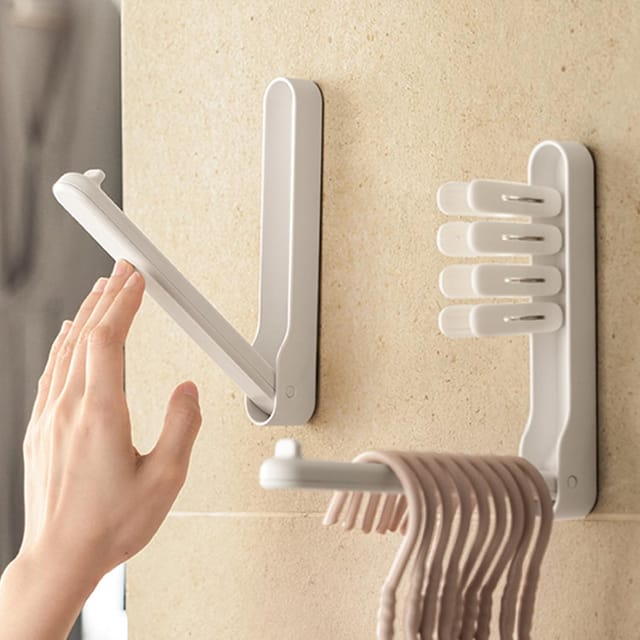 Lot De 2 Organisateurs De Cintres Empilables Et Pliables - Fixation Murale Ou Porte Pour Rangement Compact (adhésif Inclus)
