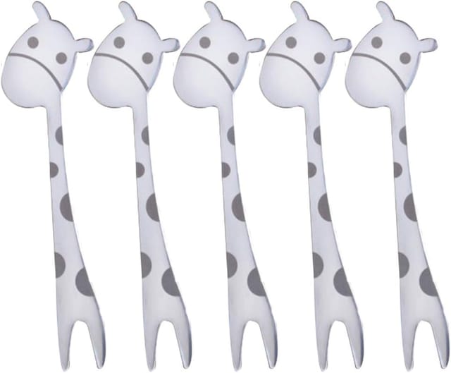 Lot De 5 Fourchettes À Fruit En Acier Inoxydable Avec Motifs Animaux, Couverts Enfant Pour Maison Et Pique-nique, Adorables