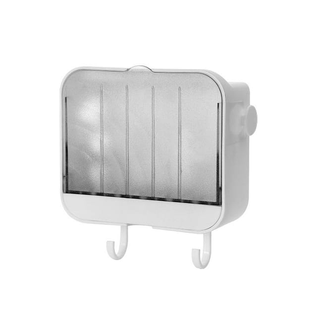 Boîte À Savon Sans Perçage, Porte-savon Mural Avec Couvercle Et Crochet, Boîte De Rangement Pour Savon De Salle De Bain