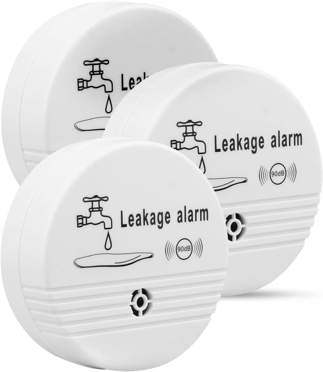 Lot De 3 Alarmes D’eau Avec Capteur, 85 Db Avec Batterie, Détecteur De Fuite Pour Salle De Bain, Sous-sol Et Zone À Risque