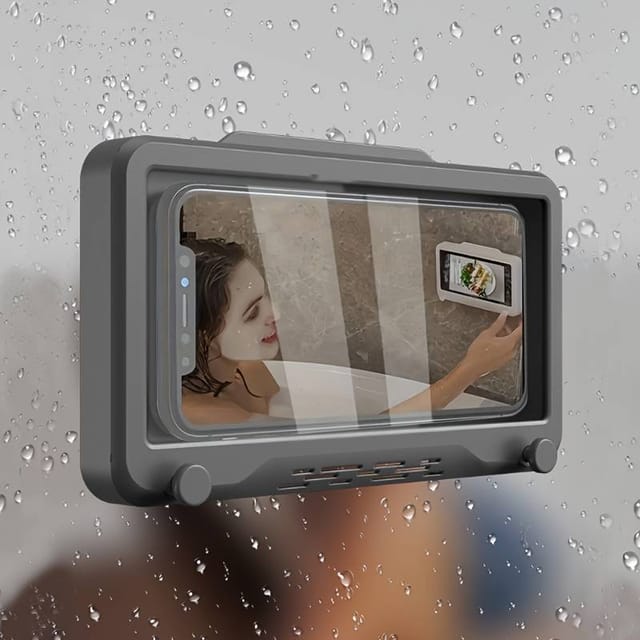 Boîtier Étanche Et Anti-buée Pour Téléphone - Fixation Murale Pour Douche, Baignoire, Compatible Écrans 6.8 Pouces