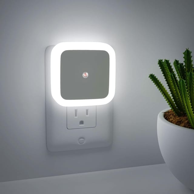 Lot De 6 Veilleuses Blanches À Brancher, Avec Capteur De Luminosité Et Économie D'Énergie, Veilleuse Led Pour Salon, Chambre, Salle De Bain, Couloir.