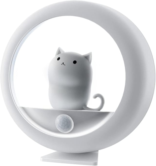 Veilleuse - Détecteur De Mouvement, Rechargeable Et Magnétique Cadeau Idéal Pour Les Amoureux Des Chats Luminosité Réglable Et 3 Options De Fixation