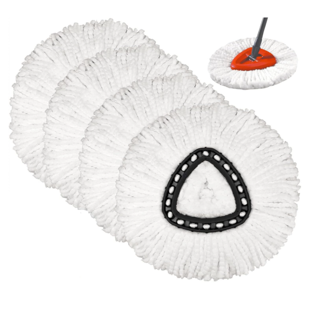 Lot De 4 Têtes De Balai Rotatives, Compatibles Avec Le Balai Vileda O-cedar Spin Mop. Nettoyage Facile. Recharges. Têtes De Balai En Microfibre, Rotation À 360°.