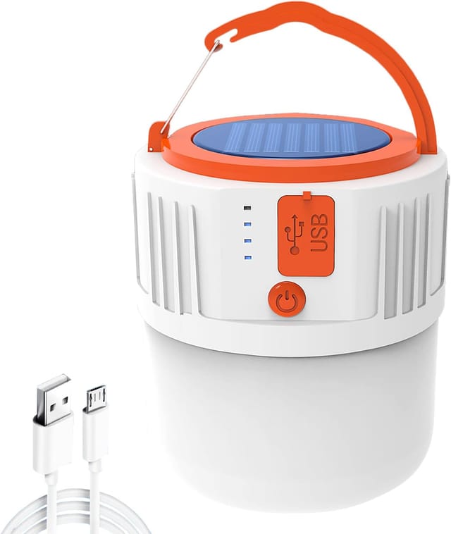 Lampe De Camping Solaire Rechargeable Avec Crochet Cinq Modes Ip42 Pour Extérieur Et Situation D Urgence