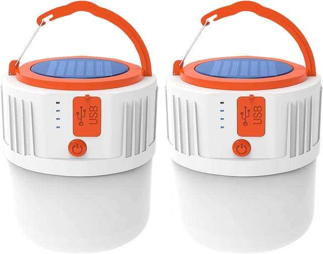Lampe De Tente Solaire Rechargeable Avec Port Usb Et Cinq Modes Pour Extérieur Et Panne De Courant
