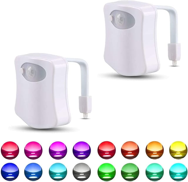 Lot De 2 Veilleuses De Toilettes À Détecteur De Mouvement, Couleurs Changeantes, Led Pour Wc.