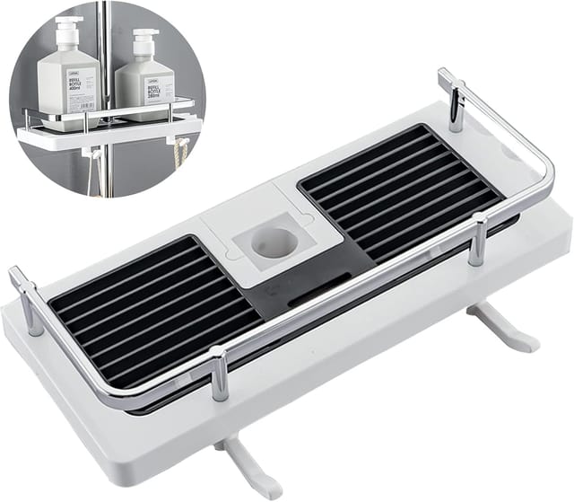 Support De Douche Sans Perçage Pour Tringle 18-25 Mm, Accessoire Suspendu Avec Pince Pour Rangement De Salle De Bain