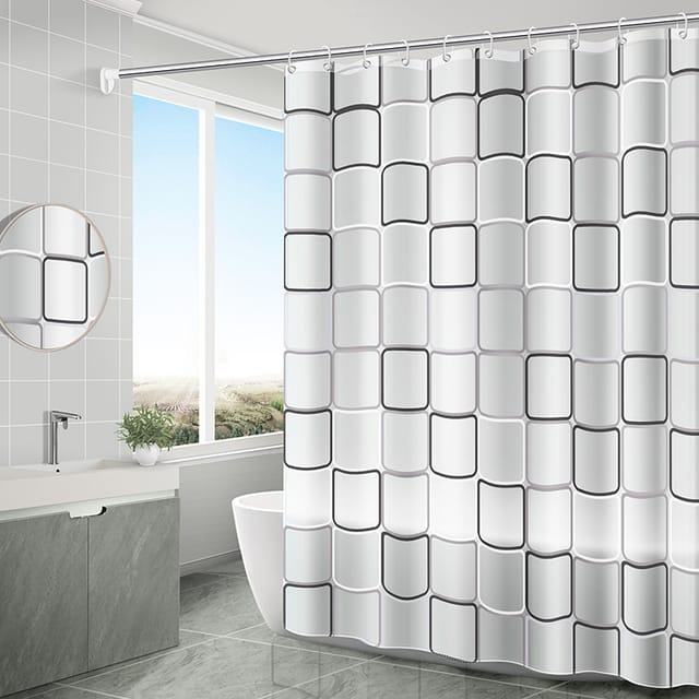 Rideau De Douche Imperméable Et Anti-moisissure 180 X 200 Cm, Lavable, En Polyester Antibactérien, Avec 12 Anneaux.