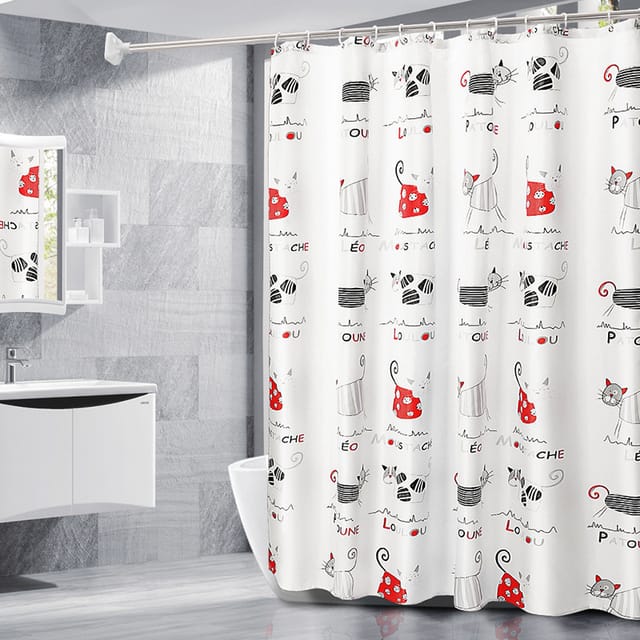Rideau De Douche Imperméable Et Anti-moisissure 180 X 200 Cm, Lavable, En Polyester Antibactérien, Avec 18 Anneaux.