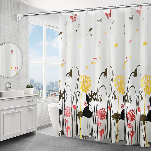 Rideau De Douche Imperméable Et Anti-moisissure 180 X 200 Cm, Lavable, En Polyester Antibactérien, Avec 16 Anneaux.