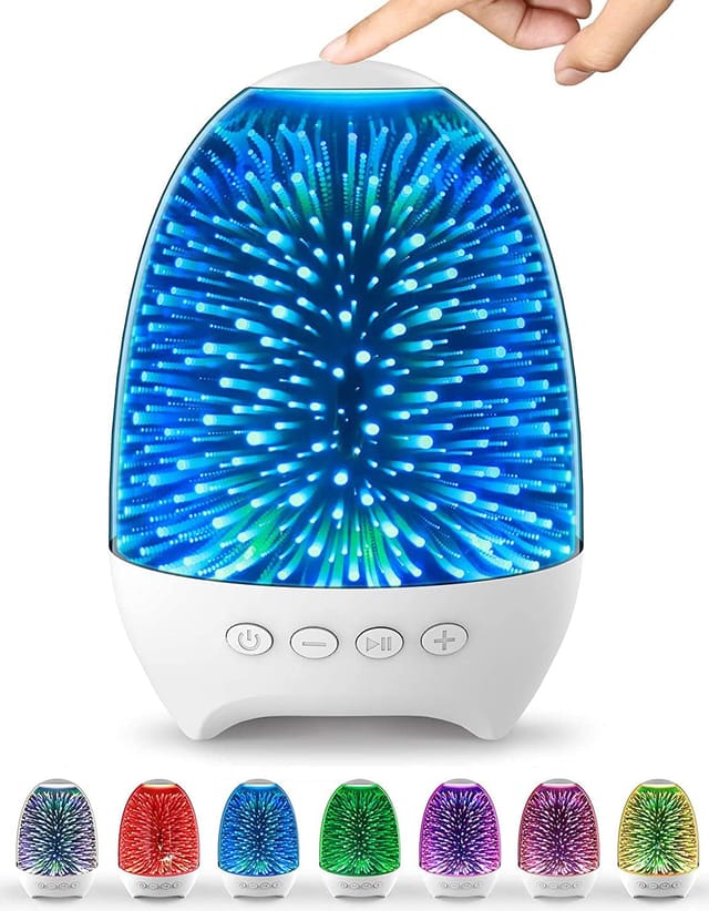 Veilleuse Bluetooth Avec Haut-parleur Intégré, Lampe De Chevet Musicale En Verre 3d À 7 Couleurs, Lampe De Nuit Tactile Led Rechargeable Et Portable – Idée Cadeau