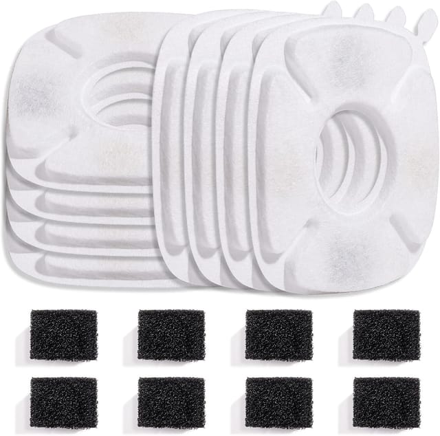 Ensemble De 8 Filtres De Rechange Et 8 Éponges De Préfiltration De Rechange Pour Distributeur D'Eau Pour Animaux Veken
