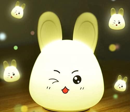Veilleuse Lapin Led En Silicone Avec 7 Couleurs, Portable Rechargeable Usb Pour Chambre D’enfant, Décoration Et Cadeau D’anniversaire