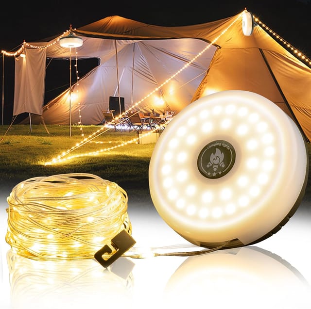 Guirlande De Camping Quatre En Un Avec Huit Modes D Éclairage Trente Deux Pieds Rechargeable Étanche