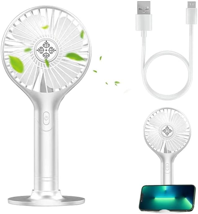 Mini Ventilateur Portable Usb, Petit Format, Batterie Rechargeable 1200 Mah, 3 Vitesses De Ventilation, Silencieux, Avec Support Pour Téléphone, Idéal Pour Les Voyages, La Maison Et Le Bureau.