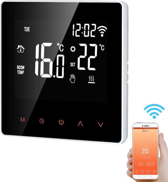 Thermostat Intelligent Wifi Pour Chauffage Au Sol Électrique Avec Écran Tactile Programmable Commande Vocale