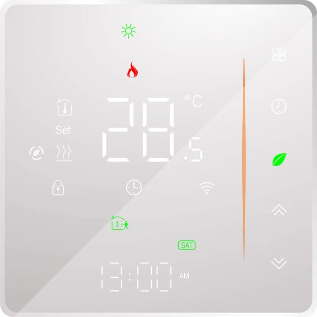 Thermostat Intelligent Wifi Pour Chauffage Au Sol Et Eau Chaude Compatible Alexa Et Google Cinq Ampères Écran Tactile