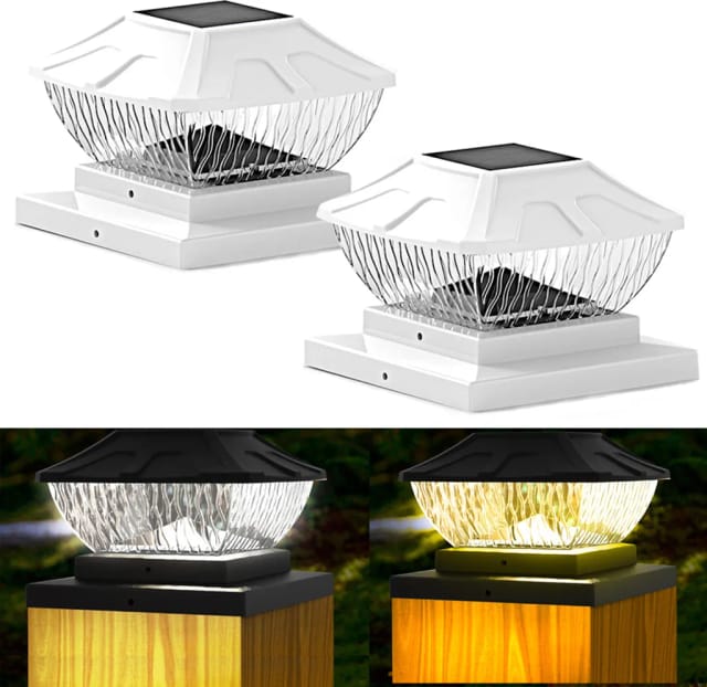 Lot De Deux Lampes Solaires Pour Jardin Ip65 Deux Modes Blanc Blanc Chaud Six Cents Milliampères Heures Pour Allée