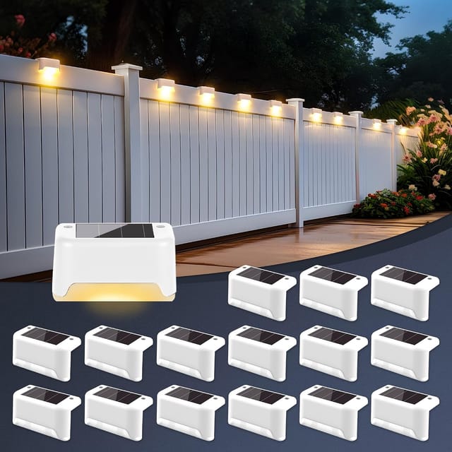 Lot De 16 Lampes Solaires D'Extérieur Pour Clôture, Éclairage Solaire Étanche À Led Pour Escaliers, Terrasse, Clôture, Jardin, Patio.