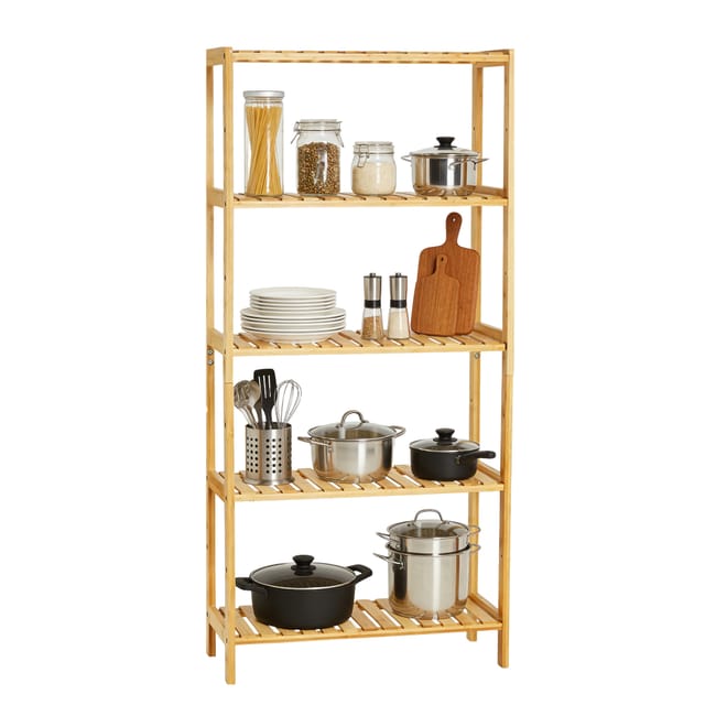 Bambus Standregal 5 Ebenen – Schmales Freistehendes Badezimmerregal Mit Lamellenböden, Offenes Holz-aufbewahrungsregal Für Handtücher, Küche/flur/schlafzimmer, Leicht Zu Montieren – 60×26×130 Cm