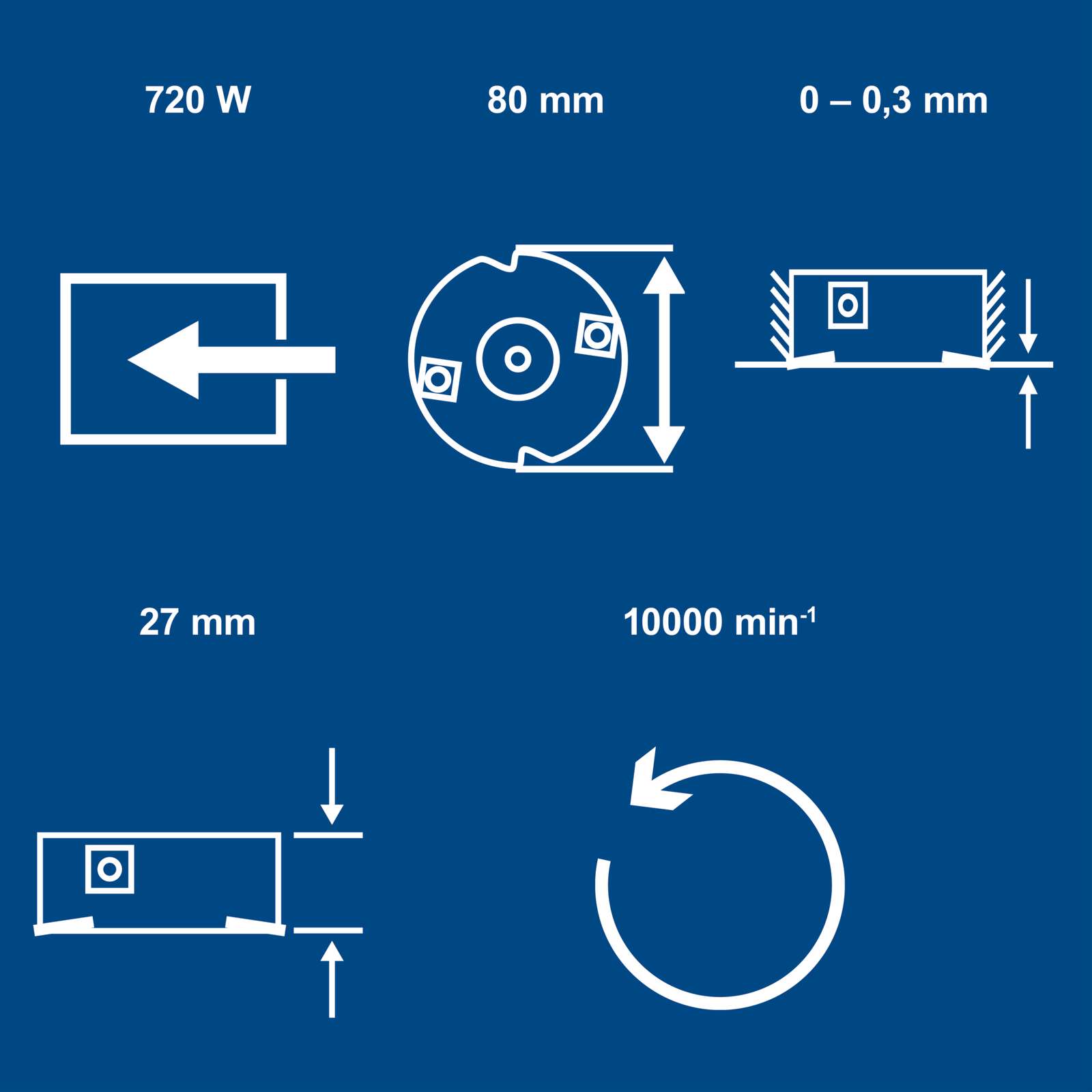 Lackfräse LFR720 Scheppach - 720W | 10000min-1 Drehzahl | Stufenlos Einstellung 0-0,3mm Frästiefe | 27mm seitliche Fräshöhe | inkl. 4 Wendemesser Bild 3