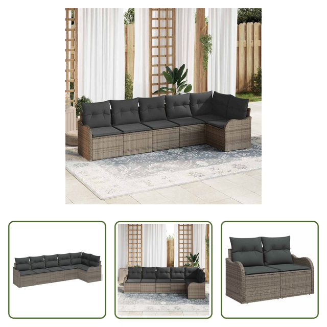 Terrassensofa - Gartensofa-set Mit Speicher 6 Pcs Grau Poly-rattan