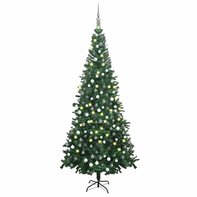 Vidaxl Künstlicher Weihnachtsbaum Mit Beleuchtung Kugeln L 240 Cm Grün