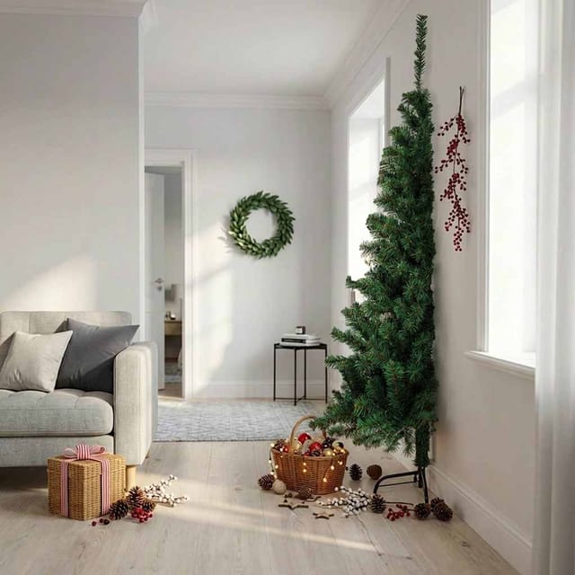 Vidaxl Künstlicher Halb-weihnachtsbaum Mit Ständer Grün 240 Cm Pvc