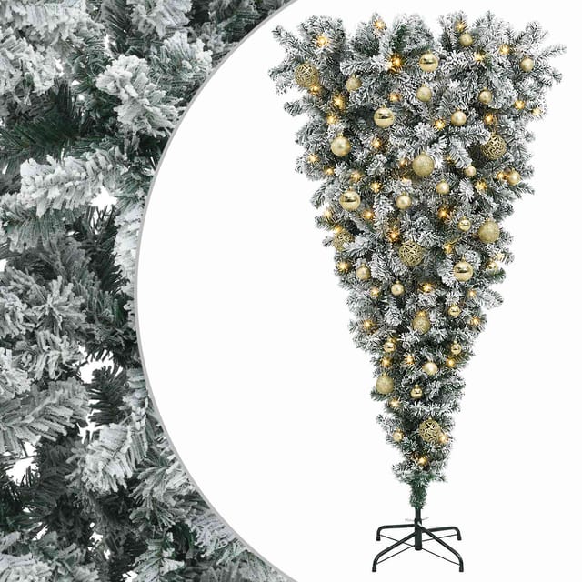 Vidaxl Upside-down Artificial Hinged Christmas Tree 150 Cm 150 Leds
