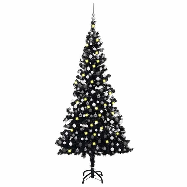 Vidaxl Künstlicher Weihnachtsbaum Beleuchtung & Kugeln Schwarz 210 Cm