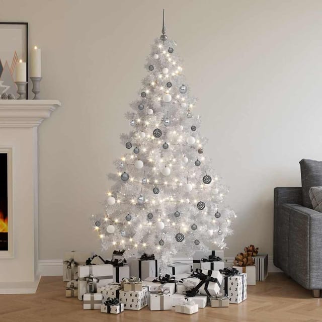 Vidaxl Künstlicher Halb-weihnachtsbaum Beleuchtung Kugeln Weiß 180 Cm