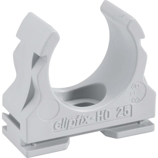 Kunststoff-Klemmschelle clipfix-H0, halogenfrei, Ø mm 40 mm, grau