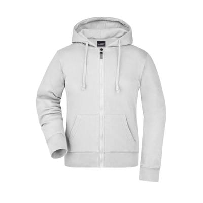 Damen Kapuzen Sweatjacke JN053, weiß, Größe XL