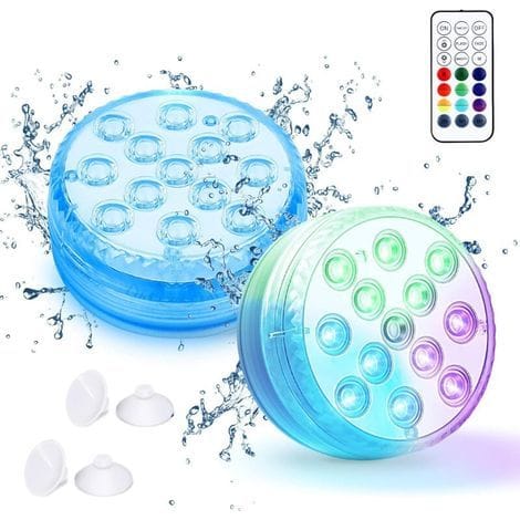 Led-tauchleuchte, 16 Mehrfarbige Unterwasserleuchten, 13 Led-perlen Mit Rf-fernbedienung, Badezimmerbeleuchtung Für Gärten, Schwimmbäder, Vasen, Aquarien, Dekorationen (2 Stück)