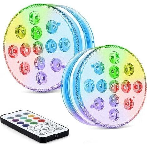 Led-tauchlampen Golwof 2er-pack 13-led-led-tauchlampe 16 Rgb-farben Tauchbar Mit Led Ip68 Leuchtende Led-leuchten Mit Ferngesteuerter Dekoration Für Schwimmende Schwimmbäder
