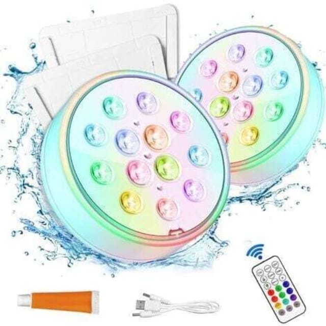 Schwimmbadbeleuchtung, Wiederaufladbare Schwimmbadlampe Am Ganzen Körper, Schutzart Ip68, Schwimmbadbeleuchtung Led Rvb 16 Farben, Sparsam Mit Energie, An Den Garten Angepasst, Im Bad, Im Spa, Im Frei